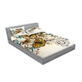 thumbnail image 2 of Ambesonne Ombre Fitted Sheet & Pillow Sham Set, Monarch Vintage Damask, King, Pale Brown Sky Blue, 2 of 2