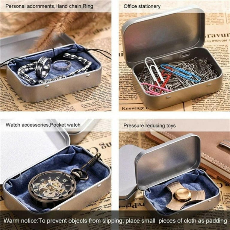 Mduoduo Metal Rectangular Empty Hinged Tins - Pack of 12 Silver Mini  Portable Box Containers Small Storage Kit & Home Organizer Small Tins with  Lids