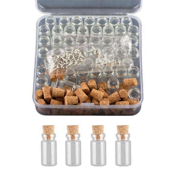 Set of 50 Miniature Bottles Pendant Unique Glass Bottle Decoration Charm Clear Bottle Ornament