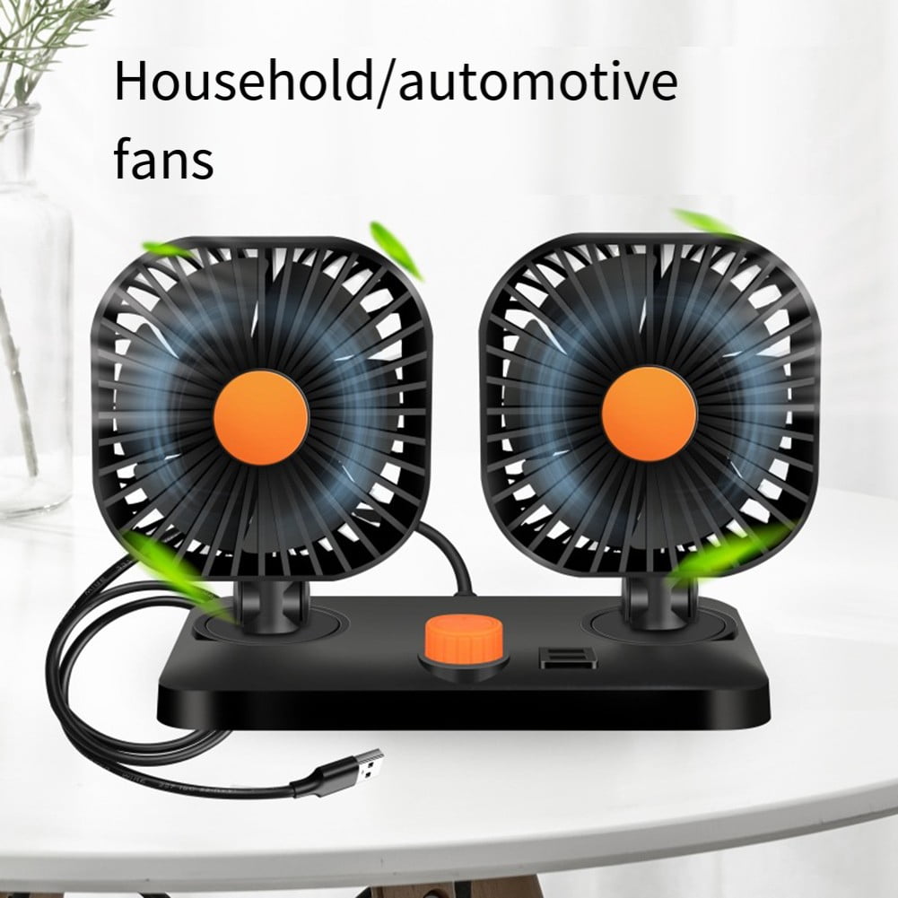 Car Fan Cooling 12V 24V Car Fan Dual Head Usb Car Fan 2 Speeds Double Fan