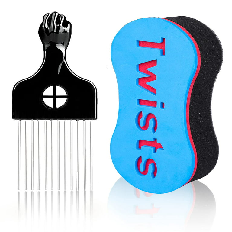 Magic Twist Hair Sponges - Curling Sponge, Sponge Brush for Hair, Hair  Sponge for Curls Women and Men with 6.69inch Metal Hair Pick (4 Pack) 