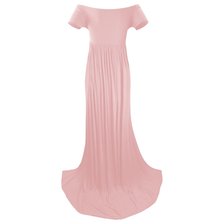 Y-Sunset Women's V Neck Lace Maternity Maxi Dress - Short Sleeve Pregnancy Gown  Flowy Formal for Photoshoot Wedding Guest(Light Pink/L) - Walmart.com
