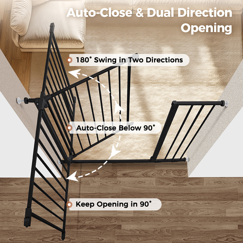Caveen Baby Safety Gate with Door, 29.5-40.5 in, Black photo 6