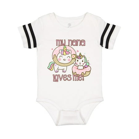 

Inktastic My Nana Loves Me Unicorn Gift Baby Boy or Baby Girl Bodysuit