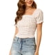 thumbnail image 1 of INSPIRAR CHIC Blusa corta de manga corta con estampado floral y fruncido en la parte delantera blanca S, 1 of 7