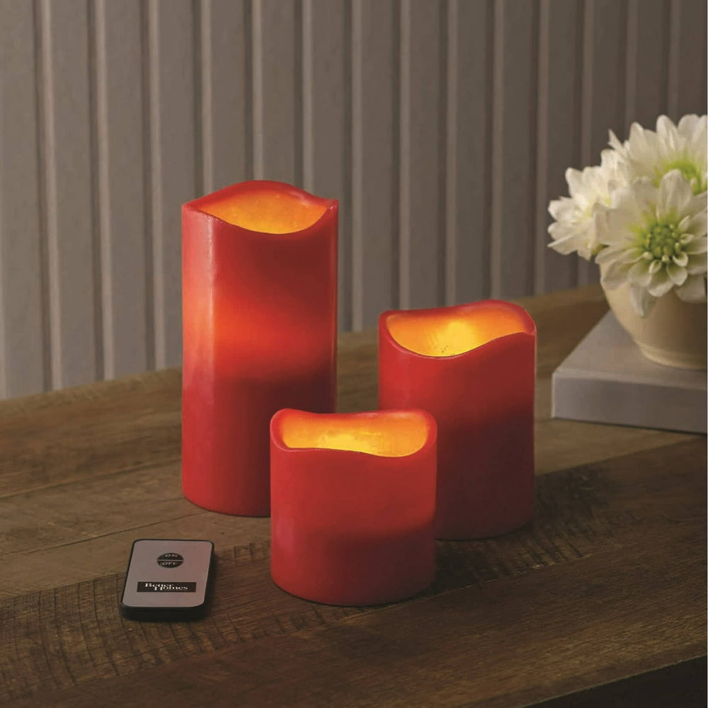 Better Homes and Gardens Flameless LED Pillar Candles, 3pk, Cinnamon