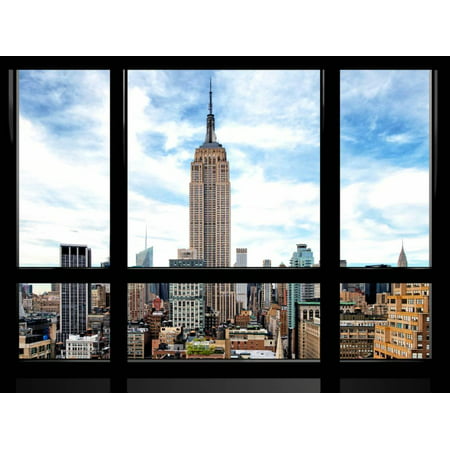 Window View, Special Series, Urban Skyline, Empire State Building, Midtown Manhattan, NYC Photo Print Wall Art By Philippe
