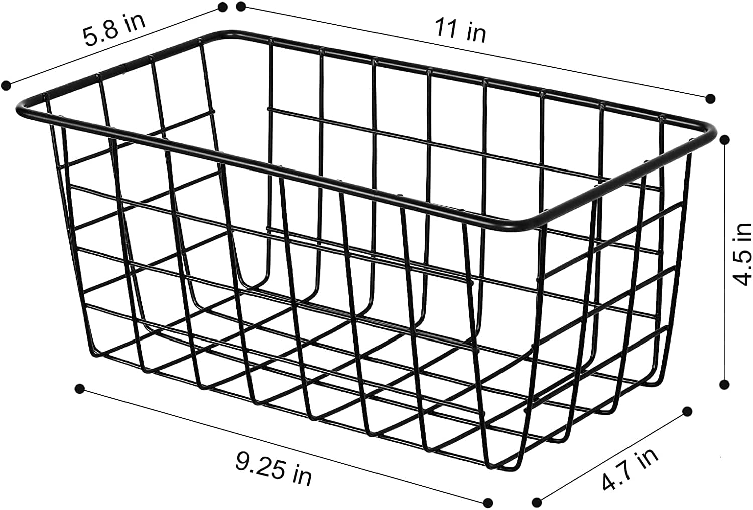 5 Pack Wire Storage Baskets, Hanging Wall Basket Premium Metal Storage Bin Organizer Basket for Home Office Kitchen Pantry Bathroom Countertop