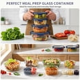 thumbnail image 6 of 36 Pcs Glass Food Storage Containers with Tempered Lids Set, Borosilicate Oven-Safe(-4°F~950°F), Airtight Meal Prep Lunch Box Containers (18 Containers & 18 Lids), Blue, 6 of 7