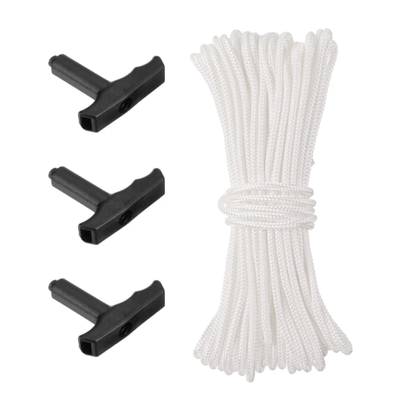 Recoil Start Rope with 3pcs Start Handle, 10-Meter 3mm Nylon Cutter Engine Parts, White
