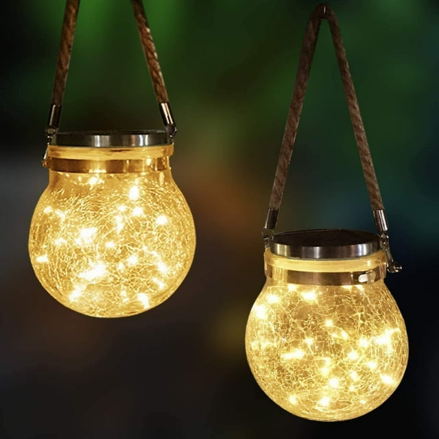 Luces LED solares decorativas de vidrio para jardín, iluminación LED para jardín, 1 paquete de luces LED de cadena, decoración de lámpara solar para Navidad, fiestas, festivales