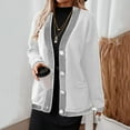 thumbnail image 5 of Women's Solid Color Long Sleeve V Neck Button Down Cardigan Sweater Top for Casual Work Office Business Casual Travel Outfits Fashion Essential Gift for Women | Aestivo,Coffee XL, 5 of 7