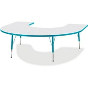 Jonti-Craft Berries Elementary Height Prism Edge Horseshoe Table - Laminated Horseshoe-shaped, Teal Top - Four Leg Base - 4 Legs - Adjustable Height - 15" to 24" Adjustment - 66" Table Top Length...