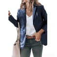 thumbnail image 4 of Lapel Single Breasted Solid Color PU Leather Women's Coat, 4 of 6