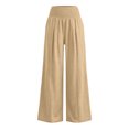 thumbnail image 6 of Dwellite Women Cotton Linen Pants Casual Wide Leg High Waist Long Palazzo Trousers with Pocket Khaki L, 6 of 6