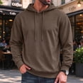 thumbnail image 2 of Axiiglly Hoodies for Men Drawstring Long Sleeve Brown Pullover Sweatshirt with Pockets Casual Trendy Big & Tall Hoodies S-3XL, 2 of 6