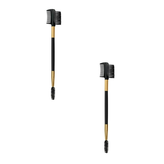 2Pcs Eyelash Comb And Eyebrow Brush,Double-Sides Brow Comb,3 In 1 Eyebrow Eyelash Brush For Women,Dual Use Eyelash Comb Brush,Multifunctional Eyelash Extension Makeup Cosmetic Tool,Black*2,0.8x6"