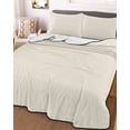 thumbnail image 3 of Quilts Twin Size Bedding Set, Cream Lightweight Quilted Comforter, Modern Pure Beige Soft Reversible Bedspread Coverlet with Pillow Covers for All Season, 68" x 86", 3 of 7