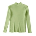 thumbnail image 5 of Afdoent Womens Tops Women Casual Solid Color Bottoming Shirt Slim Neck Knitted Long Sleeve Top Womens Fall Tops, 5 of 5