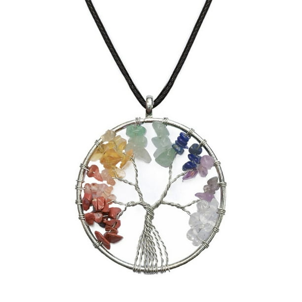 Maoww Crushed Stone Crystal Tree Pendant Winding Jewelry Necklaces