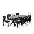 thumbnail image 2 of East West Furniture X697X1624-9 Dining Table Set, Cement - A Dinner Table & 8 Stackable Dining Chairs with Black Linen Fabric - 9 Piece, 2 of 6