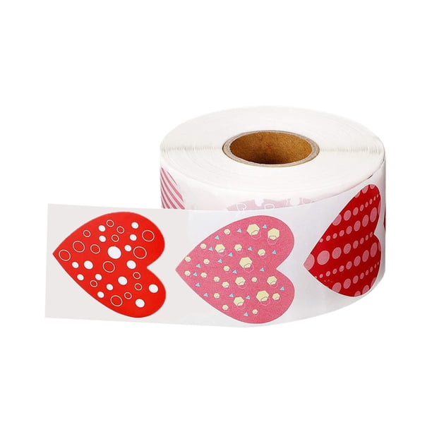 1 rollo/500 pegatinas autoadhesivas con forma de corazón para el Día de San Valentín