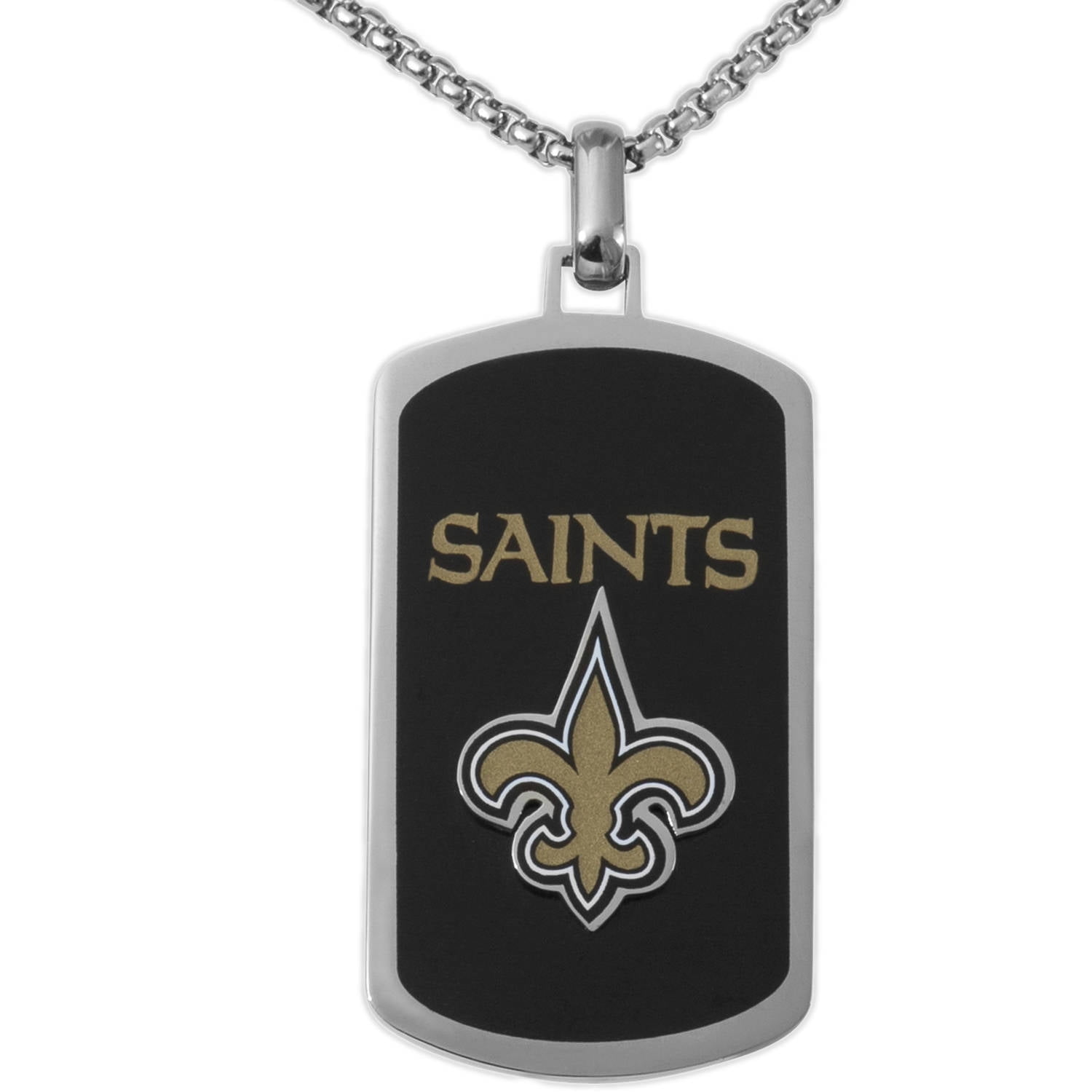 Stainless Steel Licensed NFL New Orleans Saints Dog Tag Logo Pendant