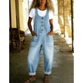 thumbnail image 5 of sicmoss Women's Blue Y2K Baggy Wide Leg Bib Overalls Adjustable Strap with Pockets, 5 of 7