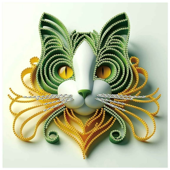5D DIY Diamond Painting Kit Green Cat Special Shape Creative Diamond Craft Suitable for Home and Office Decor, Festive Gifts