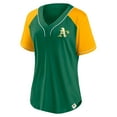 thumbnail image 2 of Women's Fanatics Green Oakland Athletics Cooperstown Collection Bunt Raglan V-Neck T-Shirt, 2 of 3