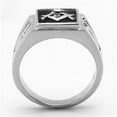 thumbnail image 3 of Solid Back Square Face 316 Stainless Steel Masonic Men's Onyx Ring- Size 10, 3 of 4