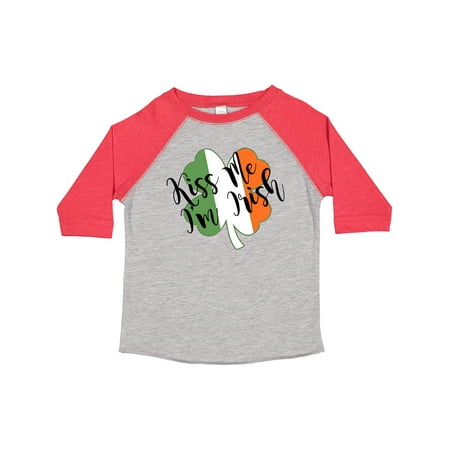 

Inktastic Kiss Me I m Irish Clover and Irish Flag Gift Toddler Boy or Toddler Girl T-Shirt