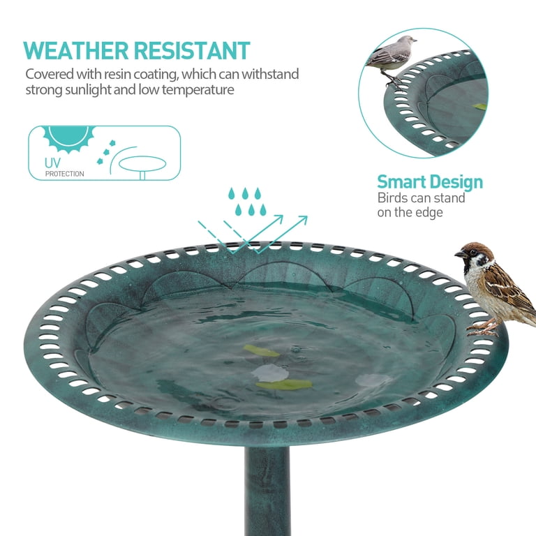 HomGarden 28" Vintage Bird Bath, Antique Green photo 2