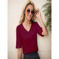 thumbnail image 3 of Women Casual Short Sleeve Realxed Fit Basic T-Shirt Tops, 3 of 5