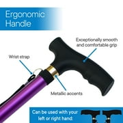 RMS Walking Cane - Adjustable Walking Stick - Lightweight Aluminum Offset Cane with Ergonomic Handle and Wrist Strap - (Lavender)