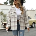 thumbnail image 4 of Uhndy 2022 Jackets for Women, Fashion Women Casual Buttons Plaid Printed Long Sleeve Hooded Jacket Outerwear Winter Coats Christmas Gifts for Women, 4 of 5