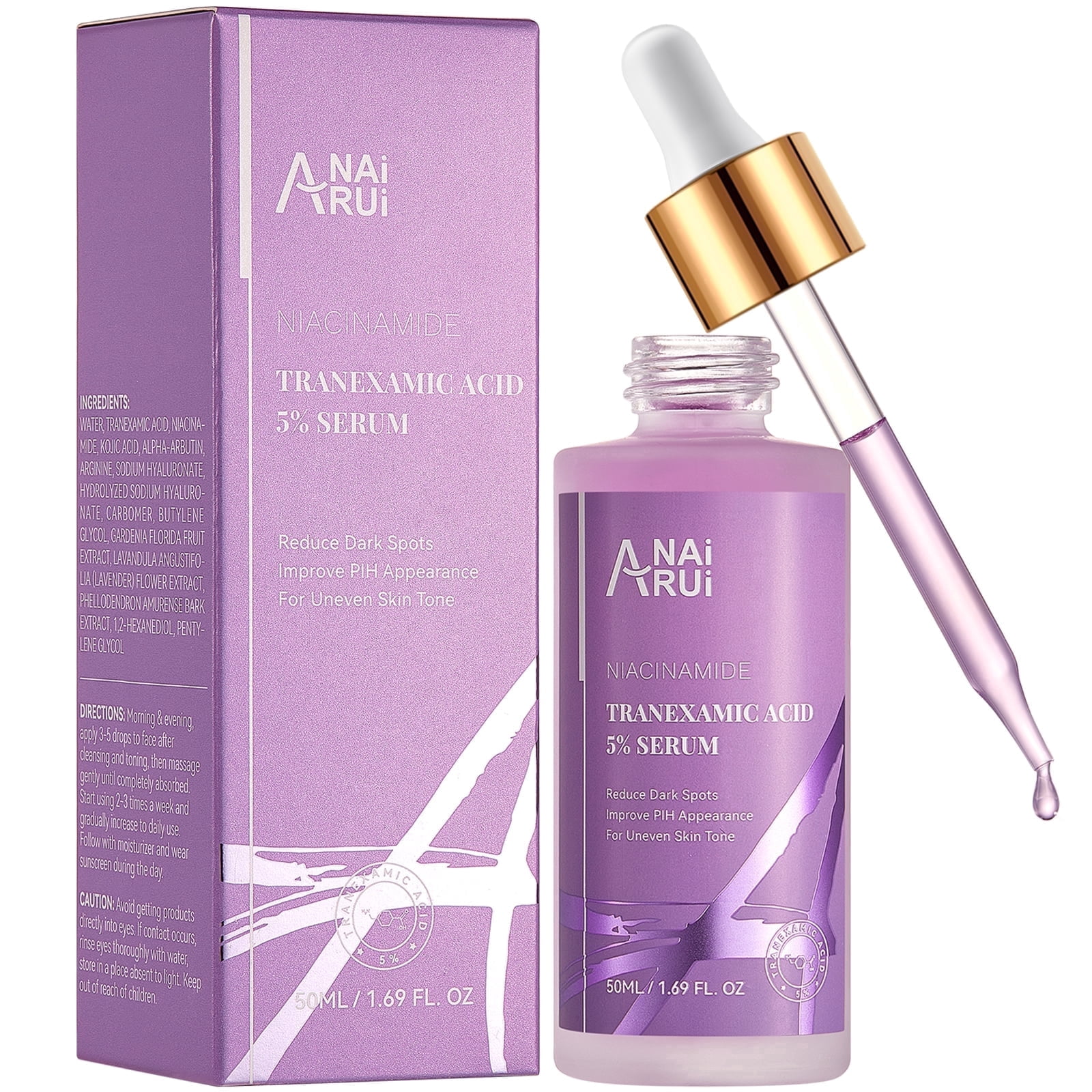ANAiRUi 5%Tranexamic Acid Serum with Niacinamide, Kojic Acid, Arbutin, Reduce Dark Spot, pih, for Uneven Skin Tone Hyaluronic, Skincare, Cleansing