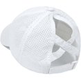 thumbnail image 2 of Womens Criss Cross Ponytail Baseball Cap Adjustable High Messy Bun Ponycap Quick Drying Hat-DF, 2 of 5