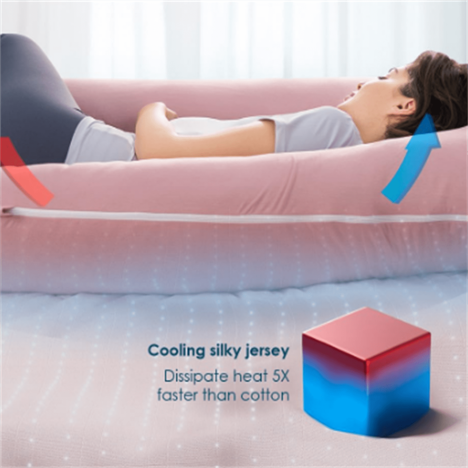Pregnancy Pillows for Sleeping, Cooling U Shaped Body Pillow, Maternity Pillow for Pregnant Women with Silky Soft Cover, Pink