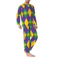 thumbnail image 2 of Honeii Mardi Gras Pattern Mens Pajamas Set,2pcs Men's Lounge Long Sleeve Sleep Shirt and Pajama Bottoms Sleepwear Set,Mens Pjs Sets-XX-Large, 2 of 7