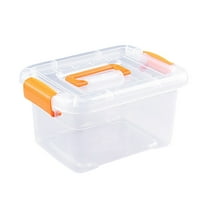 Transparent Storage Box, Multipurpose Stackable Craft Storage Box with Carry Handle for Sewing Art Craft Jewelry Orange(Size 9.21*7.24*5.2'')