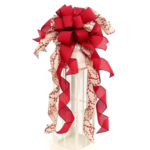 ACDANC Christmas Tree Topper Ribbon Bow Topper for Tree Xmas Ornaments for Holiday Decor Great Gift Christmas Decoration 14X35 Inches Gold