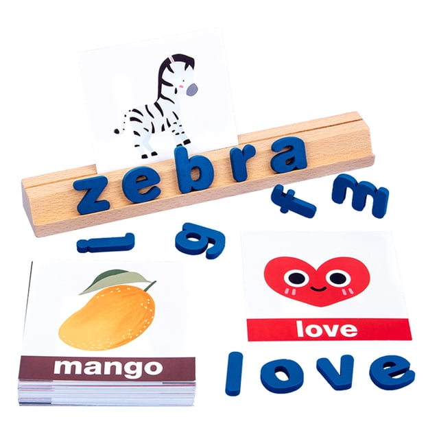 Wooden Spelling Letter Case Card Set Childrens Early Education Alphabet Learning Toy Parent Child Teaching Aid Language Development Puzzle Activity