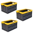 thumbnail image 1 of Caja Organizadora Reforzada Plegabl InstaCratex 3 Pzas 10kg 53x36x29cm Apilable y Colapsable Polietileno Color Negro/Ama, 1 of 1