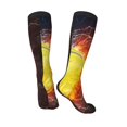 Zufioo Tennis Ball On Fire And Water Print Long High Thigh Socks Knee
