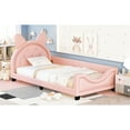 thumbnail image 4 of Pink Twin Size Daybed With Cute Headboard And Charming Carton Ears - Padding Fabric Upholstered In Stylish Silhouette For Bedroom Decor, 4 of 7