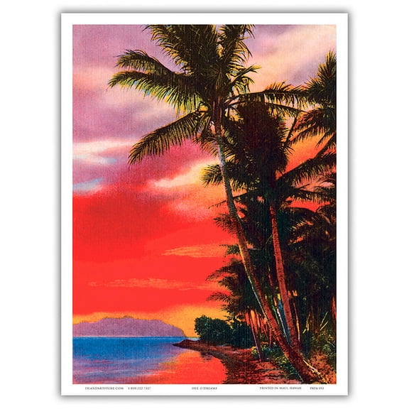 Isle O’ Dreams Hawaii - Vintage Hawaiian Color Postcard c.1930s - Master Art Print (Unframed) 9in x 12in
