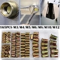 thumbnail image 1 of ruzhgo 165Pc Mixed Zinc Plated Carbon Steel Rivet Nut Threaded Insert, 1 of 6