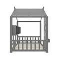 thumbnail image 5 of Miniyam Twin Size Montessori Floor House Bed with Roof Design and Storage Shelf for Kids, Gray, 5 of 7