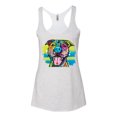 thumbnail image 2 of Wild Bobby, Cute Happy Smiling Dog Dean Russo Rainbow Pitbull | Womens Dog Lover Premium Tri-Blend Racerback Tank Top, Heather White, Small, 2 of 4
